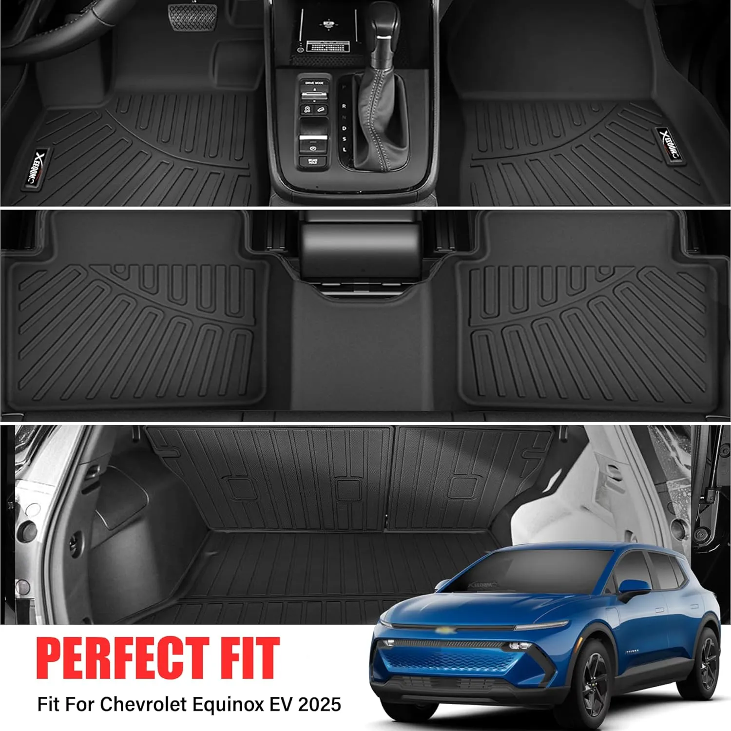Floor Mats for 2025 Chevrolet Equinox EV Trunk Mat with Backrest Mat All Weather TPE Rubber Cargo Liner Back Seat Cover 3rd Row for 2025 Chevy Equinox EV Accessories