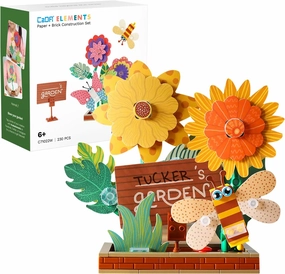 Flower Garden Building Toys - Paper & Brick 230 Pcs Flower Building Brick Kit with Flapping Bee Clip Brick Great for 6  Year Old Girls Boys Birthday Gift, DIY Gardening Building Set