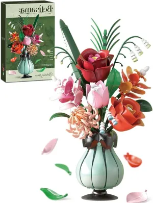 Flowers Bouquet Building Set, Artificial Flowers 566 PCS Bricks Blocks Toy for Adults Valentine，Botanical Collection Building Block Toy ﻿
