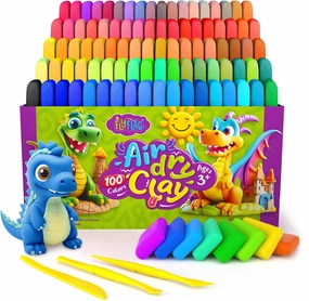 FlyFlag Air Dry Clay - 100 Colors, Soft & Ultra Light, Modeling Clay for Kids with Tools and Tutorials