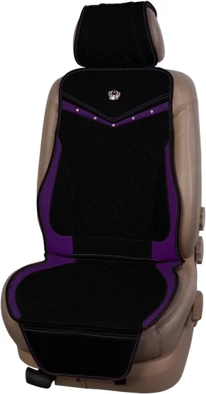 Flying Banner car seat Covers seat Cushions Luxe Fit Faux Leather Easy Installation Vehicles Non Slip Premium (Black Purple, 1 x Front Seat Cover)
