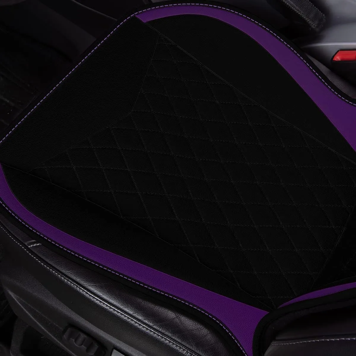 Flying Banner car seat Covers seat Cushions Luxe Fit Faux Leather Easy Installation Vehicles Non Slip Premium (Black Purple, 1 x Front Seat Cover)