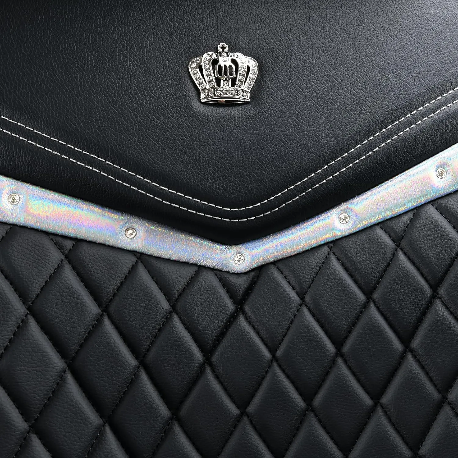 Flying Banner car seat Covers seat Cushions Luxe Fit Faux Leather Easy Installation Vehicles Non Slip Premium (Black Silver, 2 x Front Seat Cover)