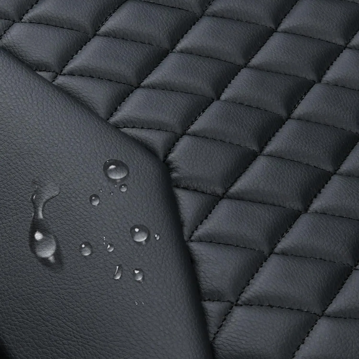 Flying Banner car seat Covers seat Cushions Luxe Fit Faux Leather Easy Installation Vehicles Non Slip Premium (Black Silver, 2 x Front Seat Cover)