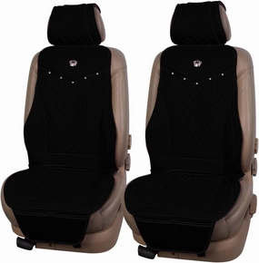 Flying Banner car seat Covers seat Cushions Luxe Fit Faux Leather Easy Installation Vehicles Non Slip Premium (Solid Black, 2 x Front Seat Cover)