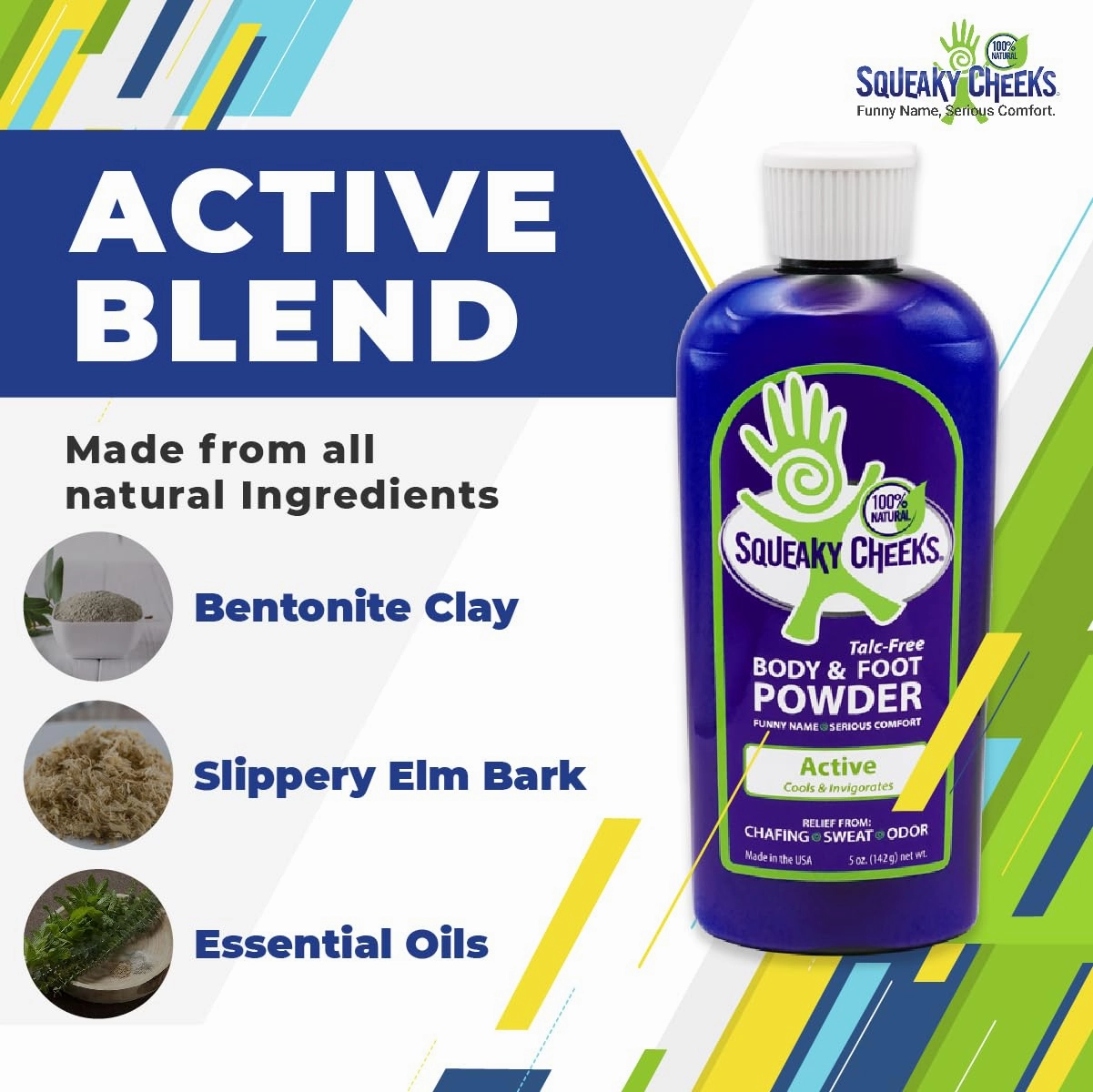 Foot & Body Powder (5oz)- All Natural and Talc-free, Effective Relief from Chafing, Sweaty Feet and Odor. Prevents Blister, keeps Feet Dry Minty Fresh Scent