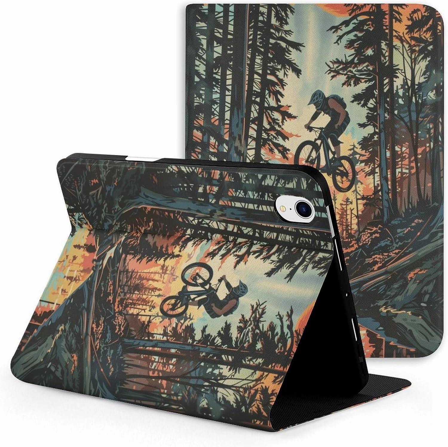 Forest Off-Road Riding Case for iPad iPad mini 5/4/3/2/1(7.9- Inch) iPad mini 6 (8.3-inch, 2021) with Pencil Holder, Protective Case with Soft TPU Back, Auto Sleep/Wake Cover