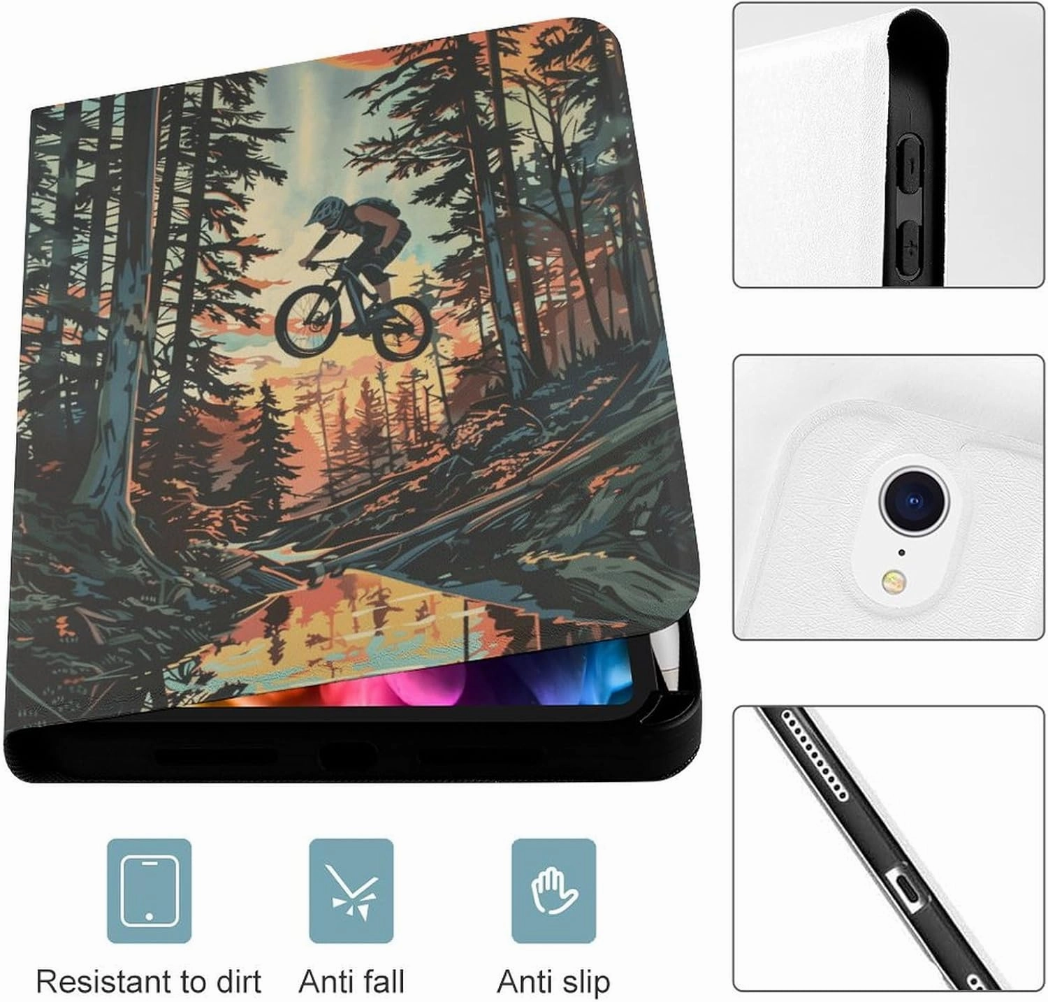 Forest Off-Road Riding Case for iPad iPad mini 5/4/3/2/1(7.9- Inch) iPad mini 6 (8.3-inch, 2021) with Pencil Holder, Protective Case with Soft TPU Back, Auto Sleep/Wake Cover