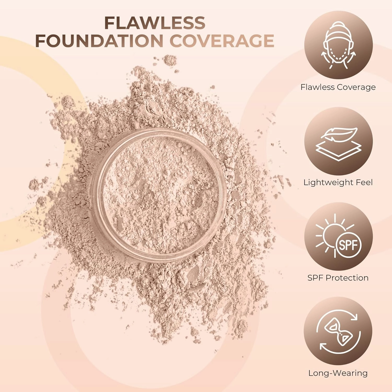 FOUNDATION with FLAWLESS FACE BRUSH Mineral Makeup (LIGHT) Matte Natural Loose Powder Bare Skin Cosmetics Full Coverage Long Lasting All Skin Types SPF 18