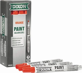 FRED'S FAVORITE Dixon Industrial Paint Markers, Permanent, Opaque Colors, Medium Tip, Box of 12 Markers, Made in the U.S.A. (Orange)