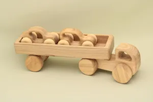 Free Shipping Handmade Organic Natural Wooden Car with Trailer Montessori and Waldorf Educational Vehicles Perfect Gift for Little Boys and Girls Lotes Toys