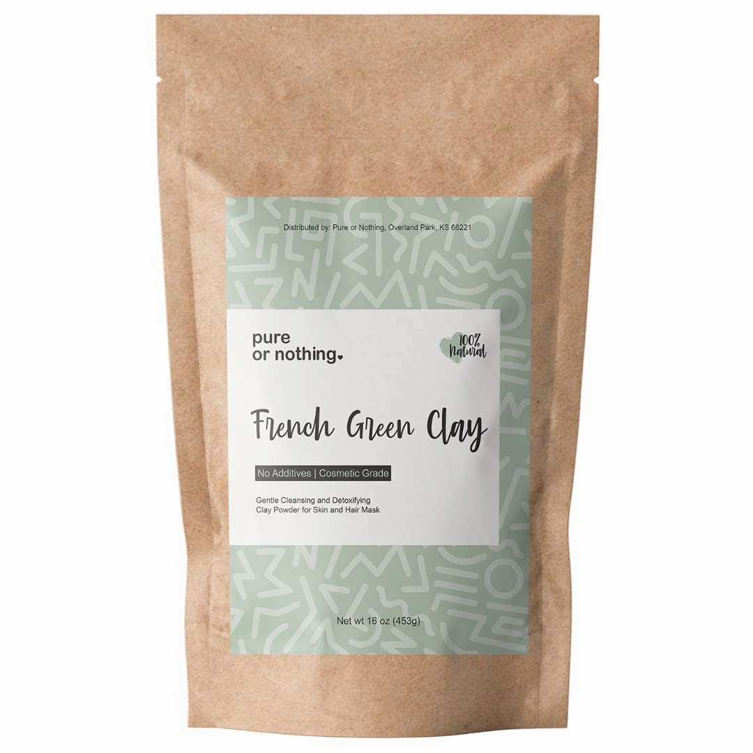 French Green Clay 16 oz | Product of France | 100% Natural Montmorillonite Green Clay Powder | Detoxifies Skin | Ideal for Clay Mask and Soap Making