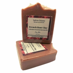 French Rose Clay 2 Pack| Vegan Natural & Handmade Soap Bar Bundle Gift Set | For Men and Women| For All Skin Types|for Face and Body| Natural Colorant| Rose Geranium Essential Oil| Self Care