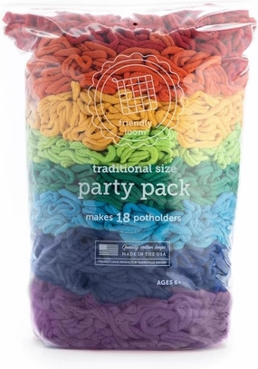 friendly loom | Party Pack - 7” Traditional-Sized Rainbow Themed Potholder Weaving Loops | Craft 18 Cotton Potholders