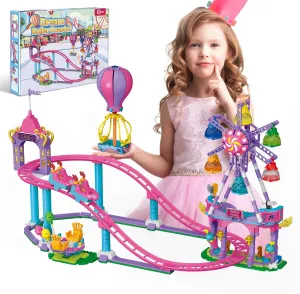 Friends Ferris Wheel Roller Coaster Building Set-723PCS Girls Princess STEM Construction Toys with Balloon Rotating Chairs Playground Building Blocks Kit, Birthday Gift for 6 7 8-12 Year Olds