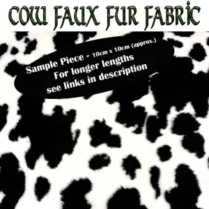 Friesian Cow Faux Fur Fabric - Sample (approx. 10cm x 10cm)
