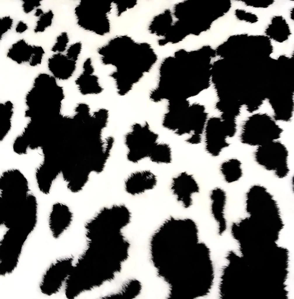 Friesian Cow Faux Fur Fabric - Sample (approx. 10cm x 10cm)