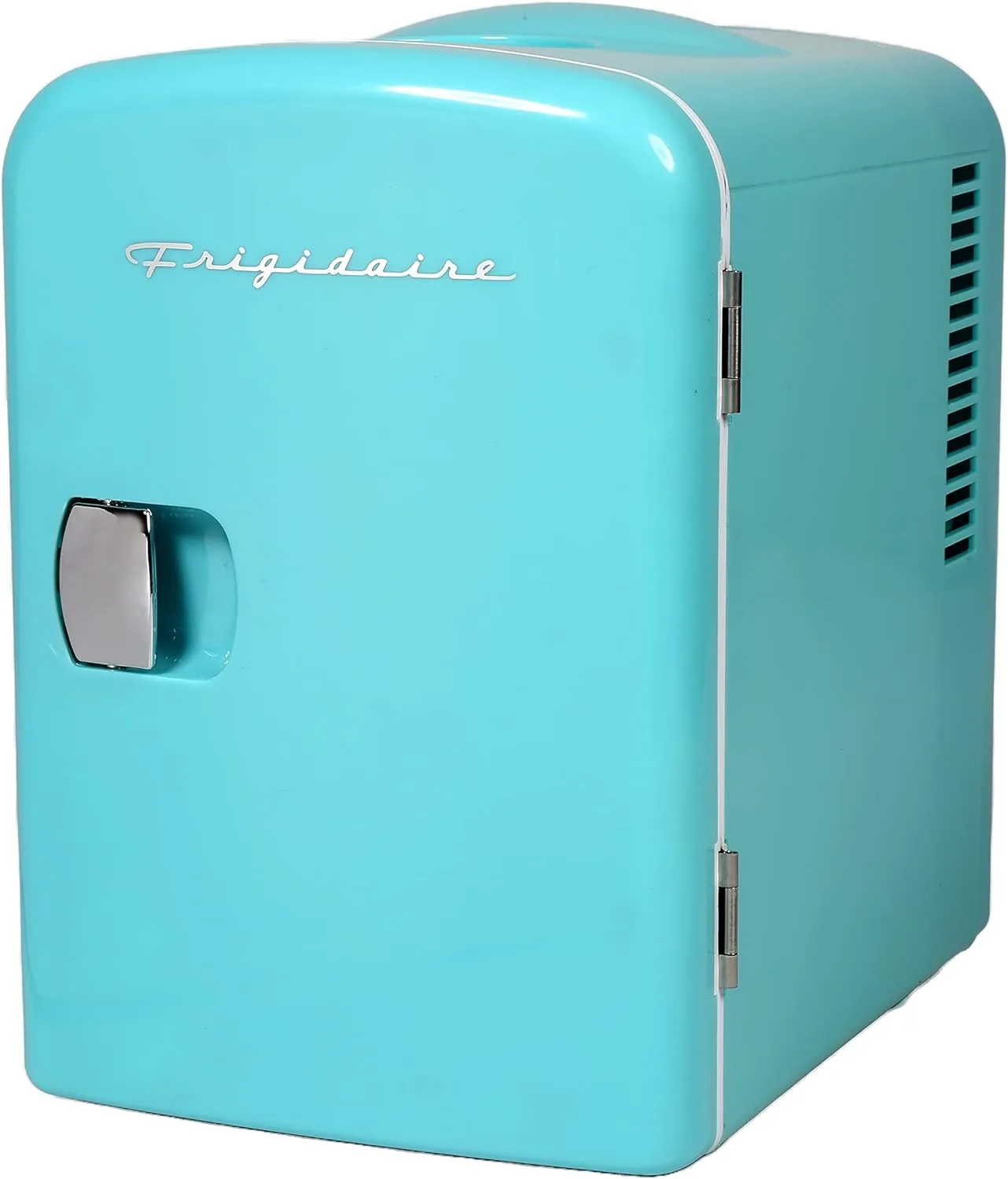 Frigidaire Mini Portable Compact Personal Cooler Fridge, 4 Liter Capacity Chills Six 12 oz Cans, 100% Freon-Free & Eco Friendly, Includes Plugs for Home Outlet - Blue