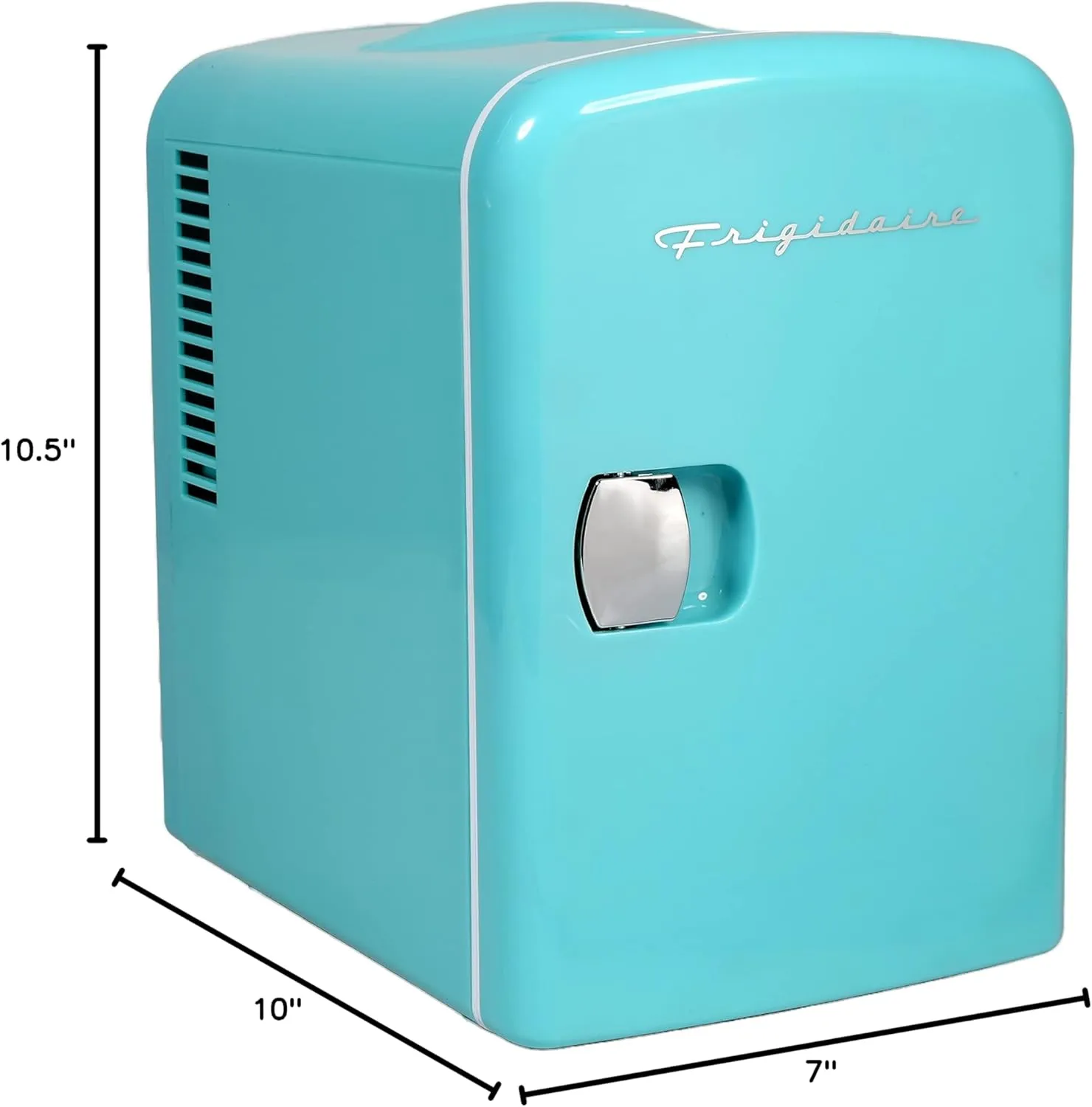 Frigidaire Mini Portable Compact Personal Cooler Fridge, 4 Liter Capacity Chills Six 12 oz Cans, 100% Freon-Free & Eco Friendly, Includes Plugs for Home Outlet - Blue