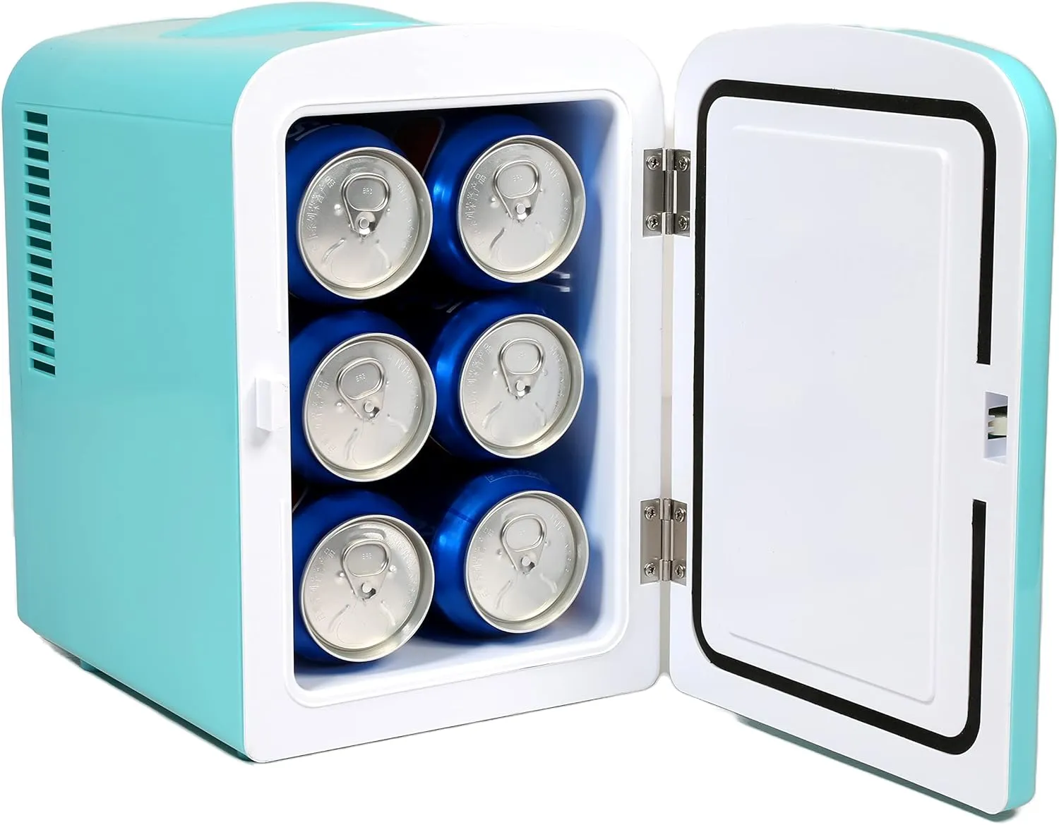 Frigidaire Mini Portable Compact Personal Cooler Fridge, 4 Liter Capacity Chills Six 12 oz Cans, 100% Freon-Free & Eco Friendly, Includes Plugs for Home Outlet - Blue