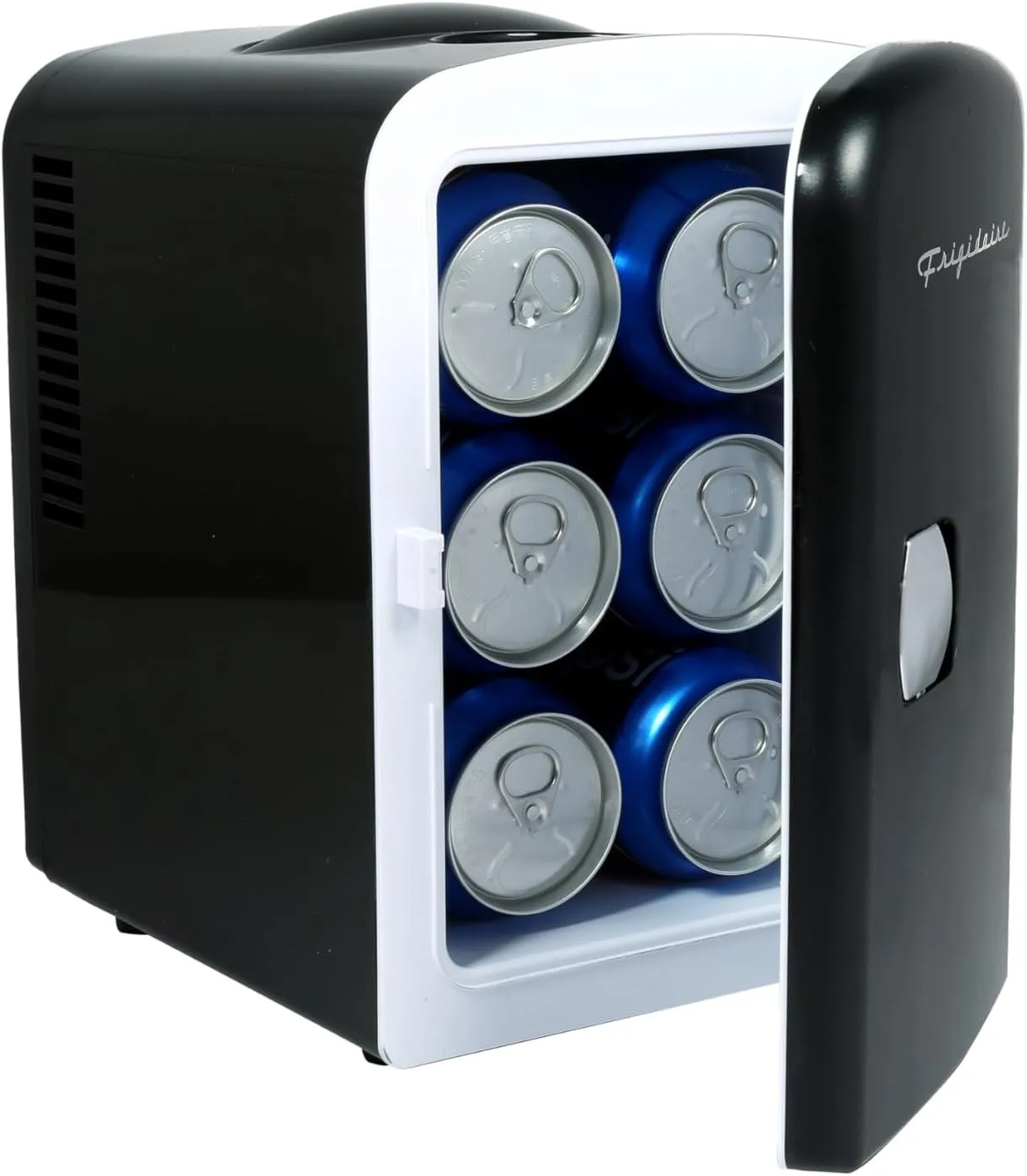 Frigidaire Mini Portable Compact Personal Fridge Cools & Heats, 4 Liter Capacity Chills Six 12 oz Cans, 100% Freon-Free & Eco Friendly, Includes Plugs for Home Outlet & 12V Car Charger (Black)