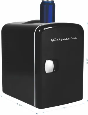 Frigidaire Mini Portable Compact Personal Fridge Cools & Heats, 4 Liter Capacity Chills Six 12 oz Cans, 100% Freon-Free & Eco Friendly, Includes Plugs for Home Outlet & 12V Car Charger (Black)