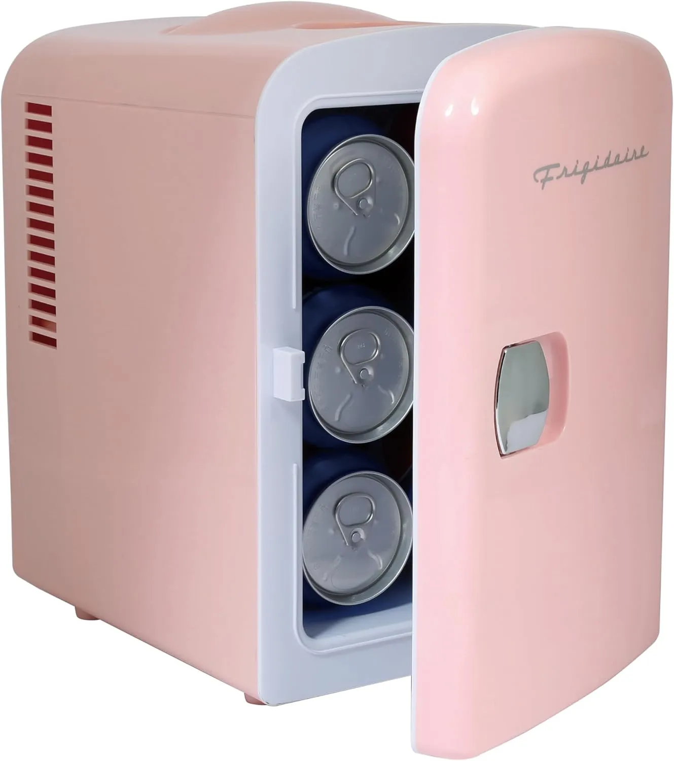 Frigidaire Mini Portable Compact Personal Fridge Cools & Heats, 4 Liter Capacity Chills Six 12 oz Cans, 100% Freon-Free & Eco Friendly, Includes Plugs for Home Outlet & 12V Car Charger - Pink