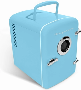 FRIGIDAIRE Curtis EFMIS151 Mini Portable Compact Personal Fridge Cools & Heats, 4 Liter Capacity, 6 Cans, Makeup, Skincare, Freon-Free & Eco Friendly, Includes Home Wall Plug, Blue