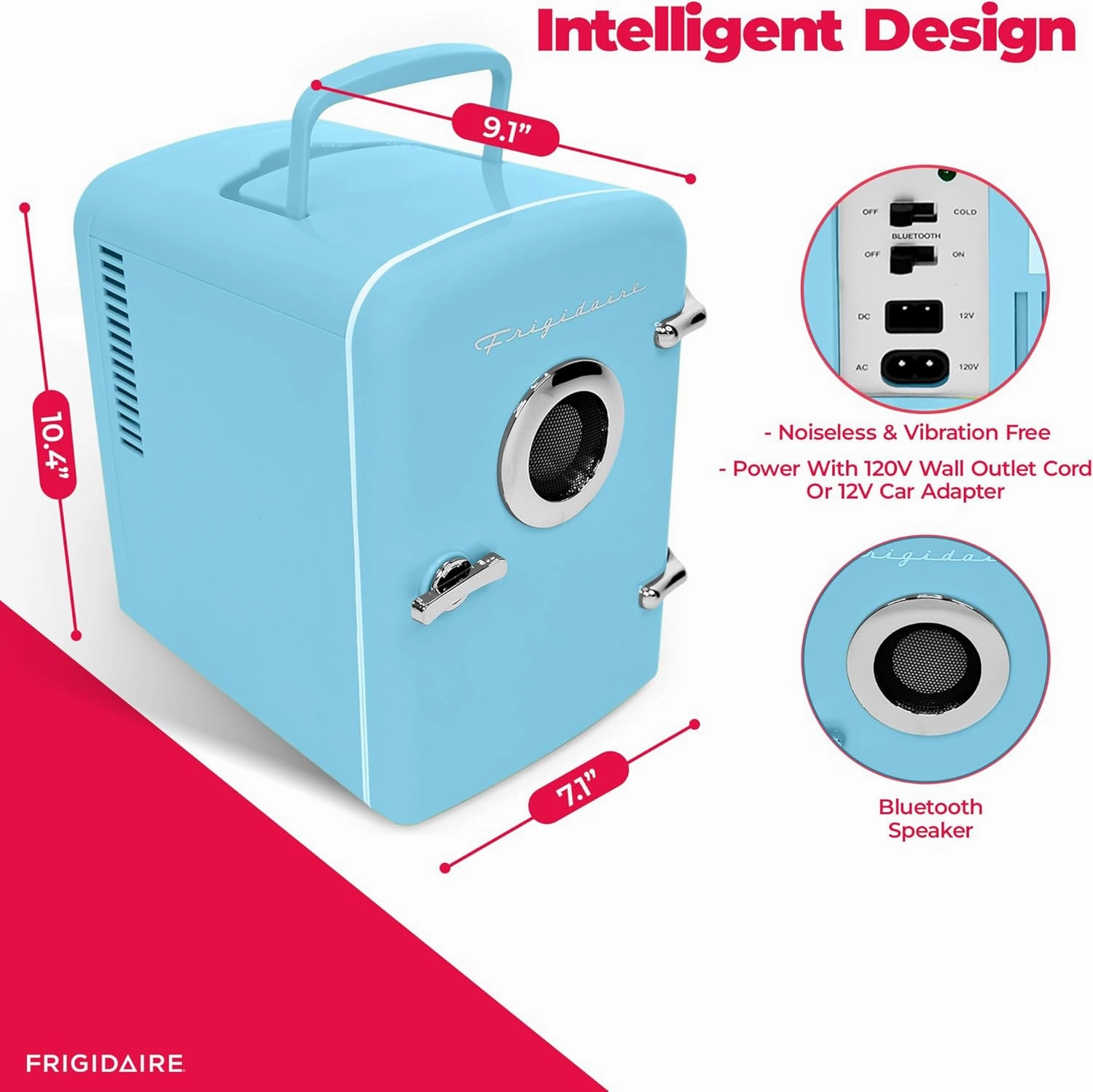 FRIGIDAIRE Curtis EFMIS151 Mini Portable Compact Personal Fridge Cools & Heats, 4 Liter Capacity, 6 Cans, Makeup, Skincare, Freon-Free & Eco Friendly, Includes Home Wall Plug, Blue