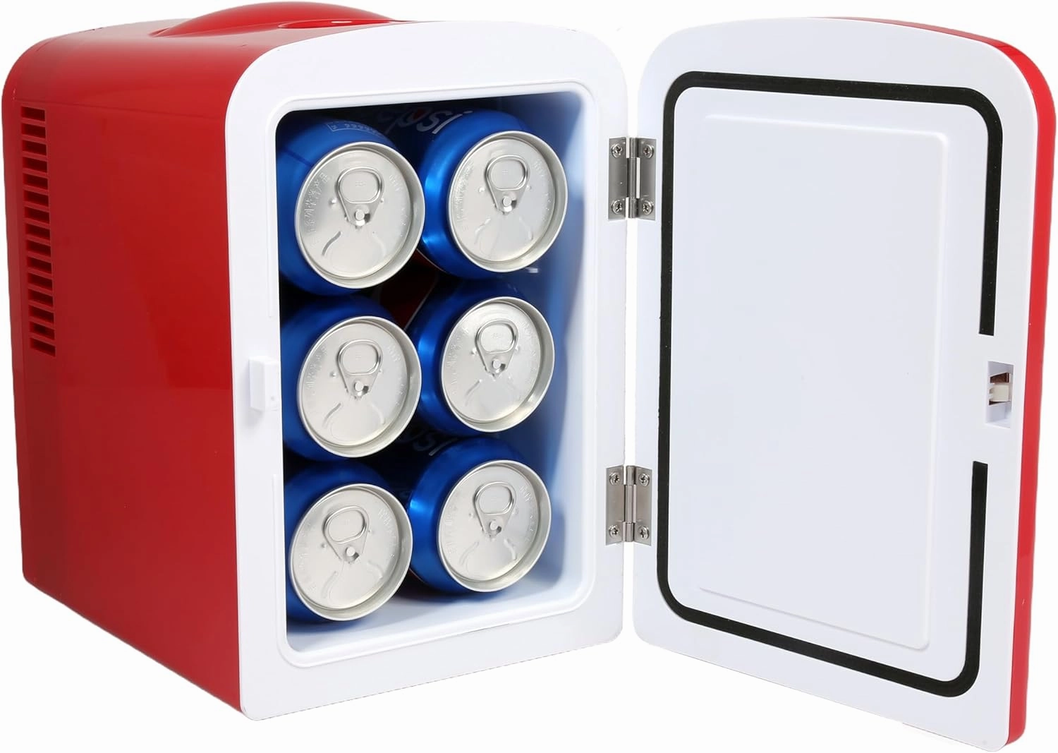 Frigidaire Mini Portable Compact Personal Fridge Cooler, 4 Liter Capacity Chills Six 12 oz Cans, 100% Freon-Free & Eco Friendly, Includes Plugs - Red