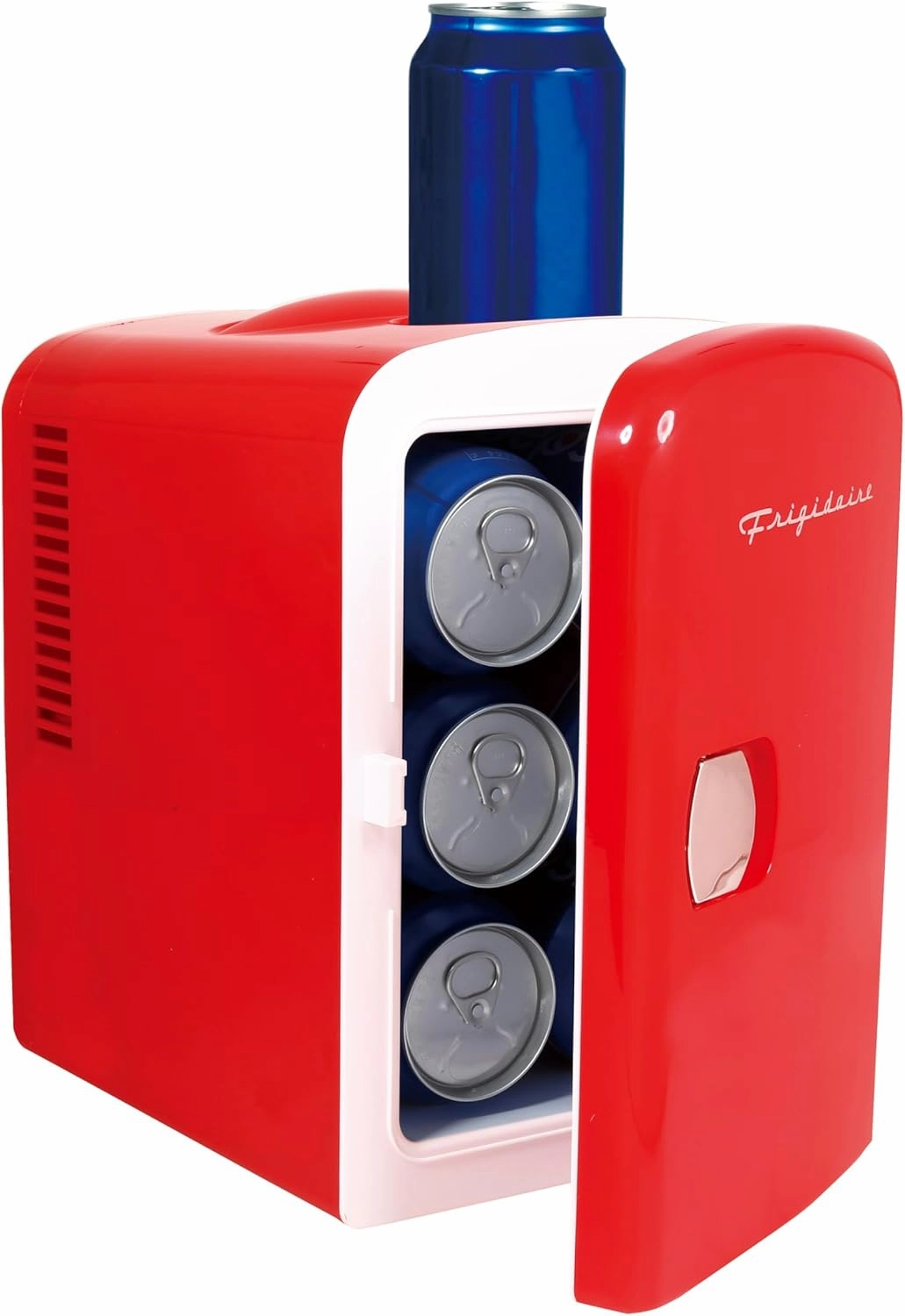 Frigidaire Mini Portable Compact Personal Fridge Cooler, 4 Liter Capacity Chills Six 12 oz Cans, 100% Freon-Free & Eco Friendly, Includes Plugs - Red