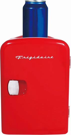Frigidaire Mini Portable Compact Personal Fridge Cooler, 4 Liter Capacity Chills Six 12 oz Cans, 100% Freon-Free & Eco Friendly, Includes Plugs - Red