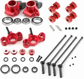 Front Steering Blocks Rear Hubs Wheel Hex Wheel Nut Aluminum CVD Drive Shaft #45 Steel for Arrma Kraton 6S Outcast 6S Notorious 6S Upgrade Parts (Red)