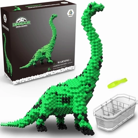 Fun Dinosaur Building Set 523PCS, Green Brachiosaurus Creative Educational Toys Boys Girls 8 , Animal Figures Building Kit Model Jurassic Dino Blocks Toy Dispaly Present for Kids Adults