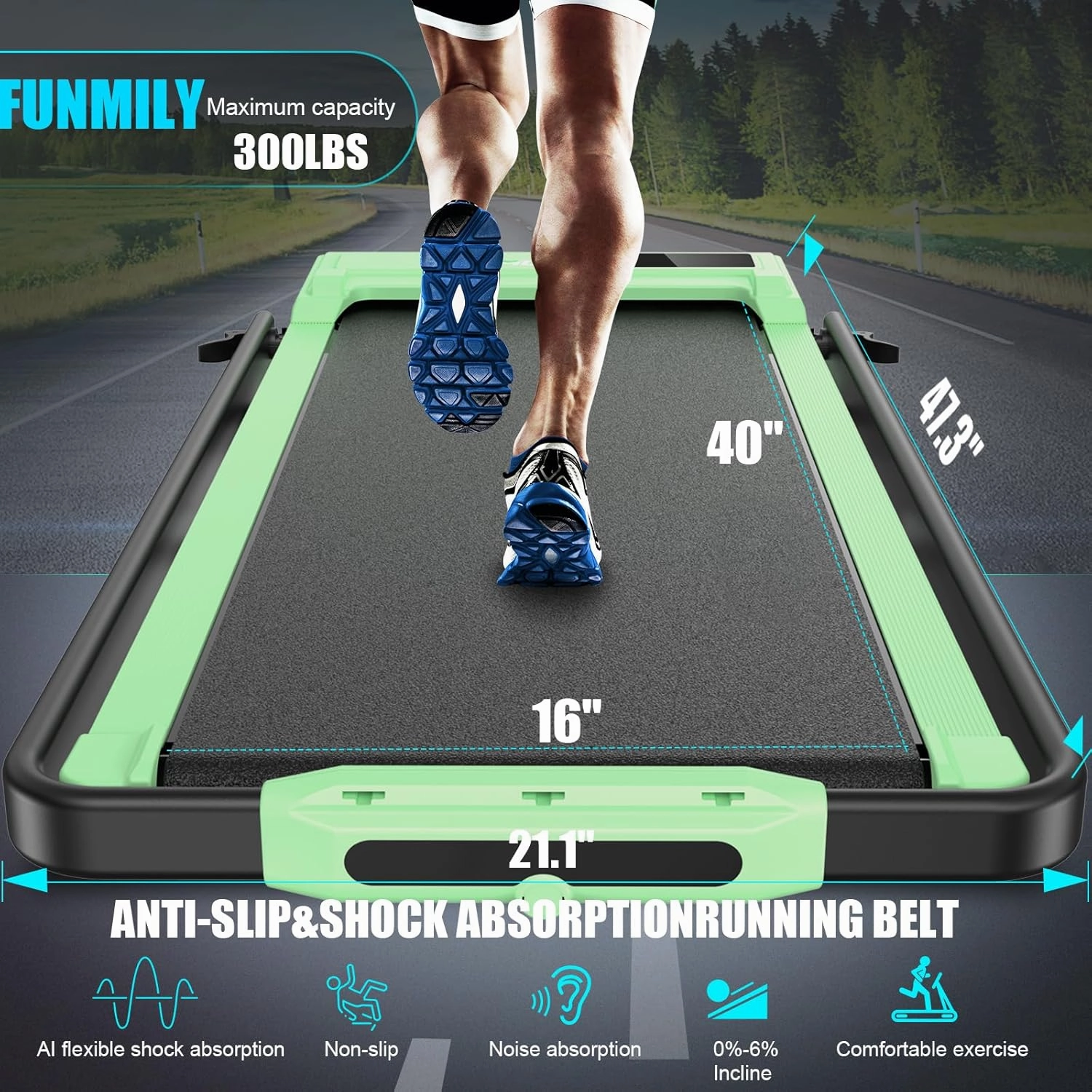FUNMILY Incline Walking Pad Treadmill with Handle Bar,4 in 1 Under Desk Treadmills for Home,300lb Capacity,2.5HP Folding Compact Treadmills with Remote Control,LED Touch Screen,Electric Machine