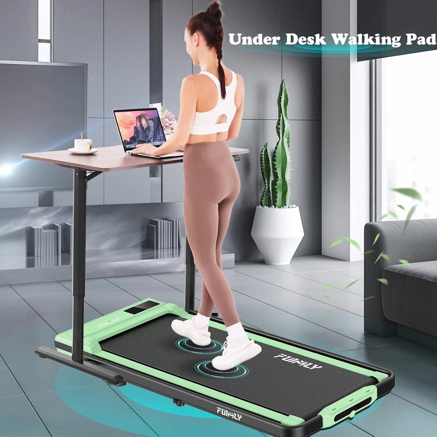 FUNMILY Incline Walking Pad Treadmill with Handle Bar,4 in 1 Under Desk Treadmills for Home,300lb Capacity,2.5HP Folding Compact Treadmills with Remote Control,LED Touch Screen,Electric Machine