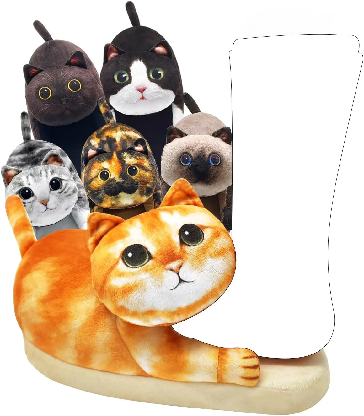 Funny Fuzzy Cat Slippers for Women - Fluffy House Shoes, Cute Animal Slippers for Indoor & Outdoor, Soft Non-Slip, Cat Gifts for Lovers, Christmas Gifts for Girls/Mom/Men