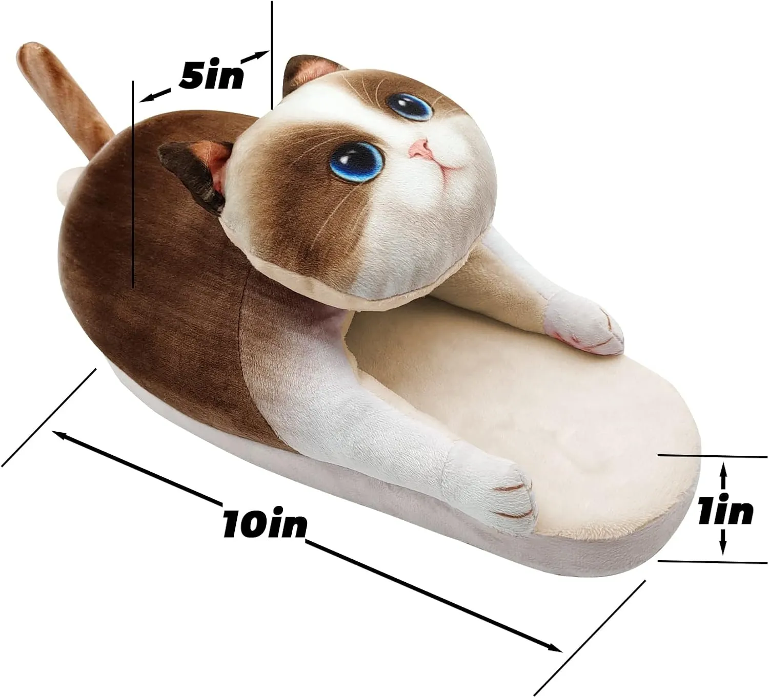Funny Fuzzy Cat Slippers for Women - Fluffy House Shoes, Cute Animal Slippers for Indoor & Outdoor, Soft Non-Slip, Cat Gifts for Lovers, Christmas Gifts for Girls/Mom/Men