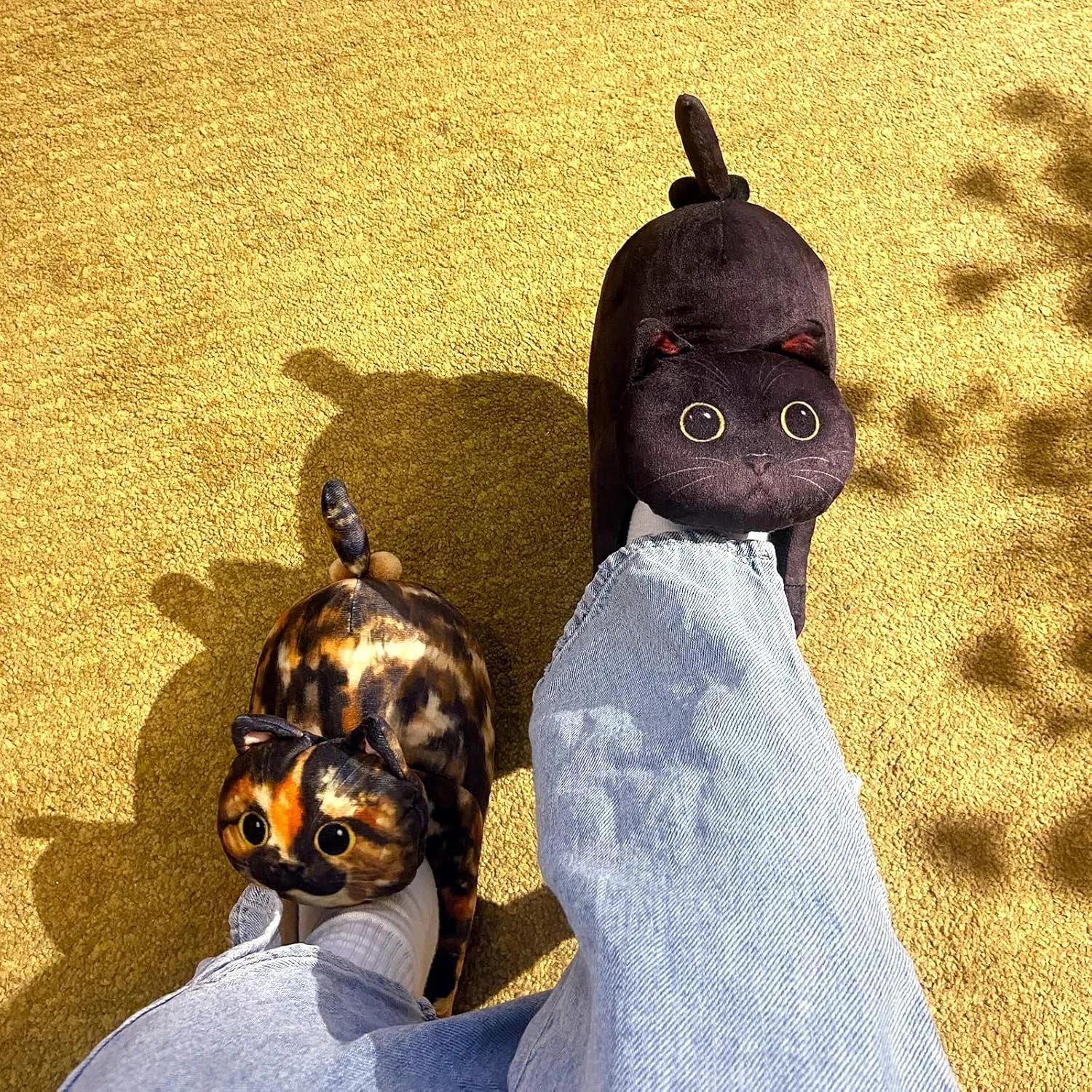 Funny Fuzzy Cat Slippers for Women - Fluffy House Shoes, Cute Animal Slippers for Indoor & Outdoor, Soft Non-Slip, Cat Gifts for Lovers, Christmas Gifts for Girls/Mom/Men