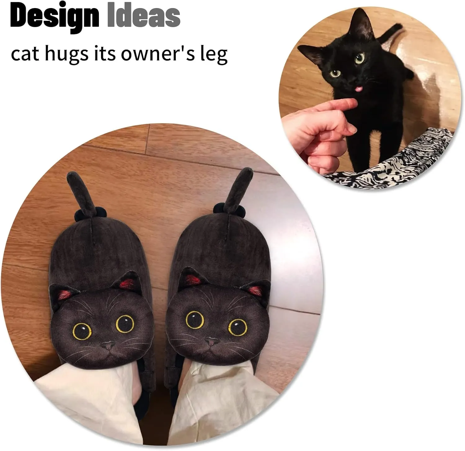 Funny Fuzzy Cat Slippers for Women - Fluffy House Shoes, Cute Animal Slippers for Indoor & Outdoor, Soft Non-Slip, Cat Gifts for Lovers, Christmas Gifts for Girls/Mom/Men