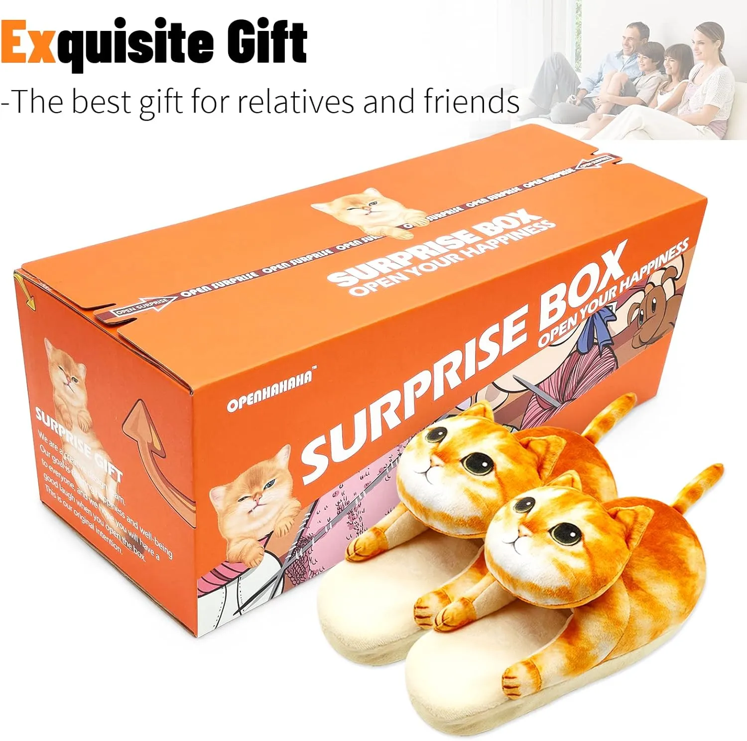 Funny Fuzzy Cat Slippers for Women - Fluffy House Shoes, Cute Animal Slippers for Indoor & Outdoor, Soft Non-Slip, Cat Gifts for Lovers, Christmas Gifts for Girls/Mom/Men