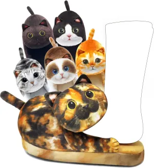 Funny Fuzzy Cat Slippers for Women - Fluffy House Shoes, Cute Animal Slippers for Indoor & Outdoor, Soft Non-Slip, Cat Gifts for Lovers, Christmas Gifts for Girls/Mom/Men