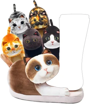 Funny Fuzzy Cat Slippers for Women - Fluffy House Shoes, Cute Animal Slippers for Indoor & Outdoor, Soft Non-Slip, Cat Gifts for Lovers, Christmas Gifts for Girls/Mom/Men