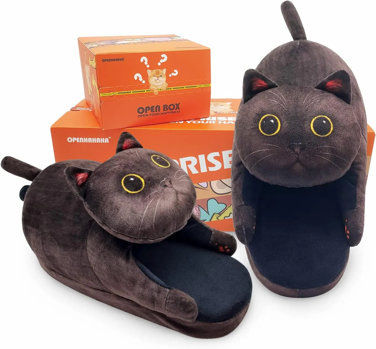 Funny Fuzzy Cat Slippers for Women - Fluffy House Shoes, Cute Animal Slippers for Indoor & Outdoor, Soft Non-Slip, Cat Gifts for Lovers, Christmas Gifts for Girls/Mom/Men