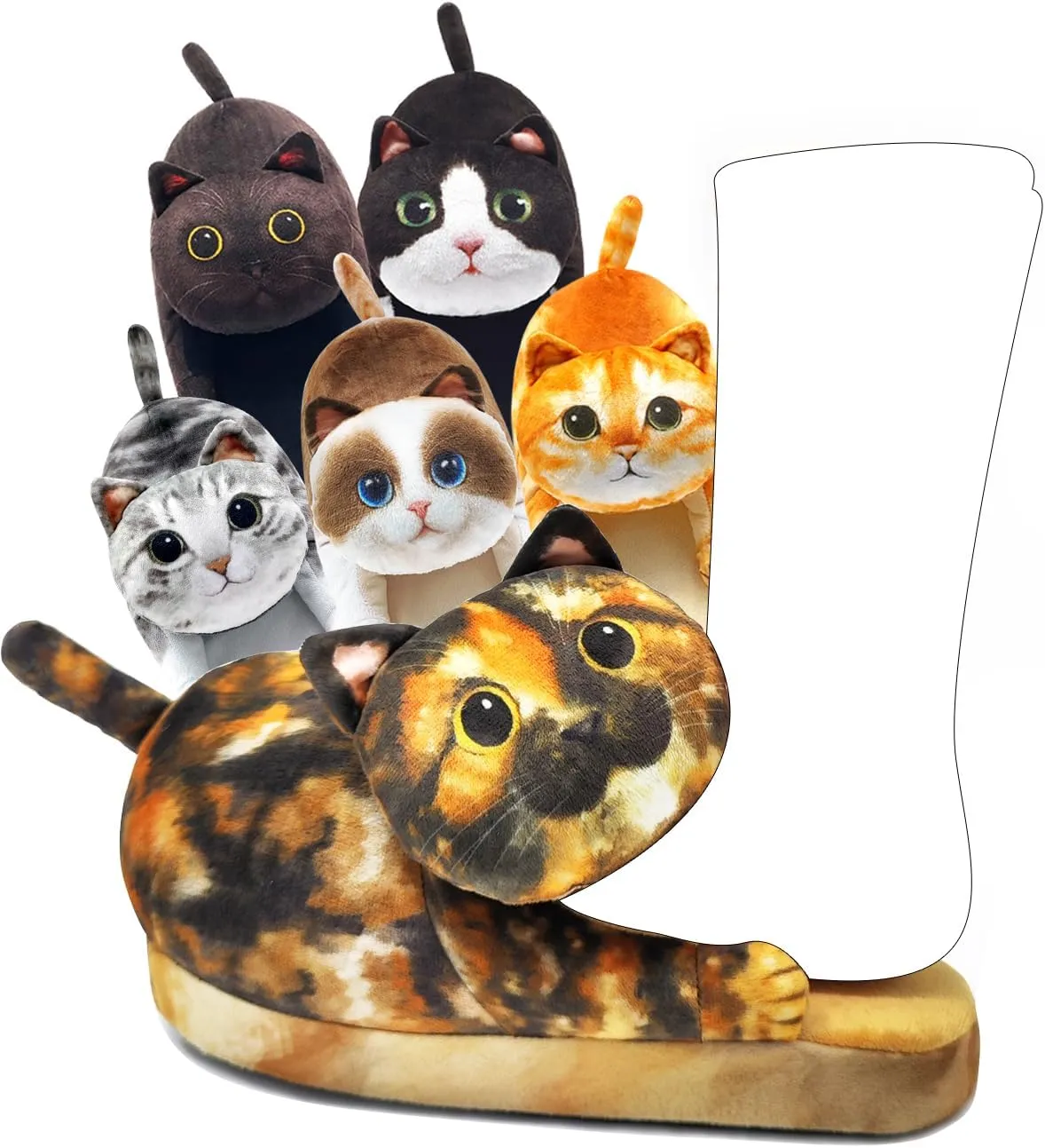 Funny Fuzzy Cat Slippers for Women - Fluffy House Shoes, Cute Animal Slippers for Indoor & Outdoor, Soft Non-Slip, Cat Gifts for Lovers, Christmas Gifts for Girls/Mom/Men