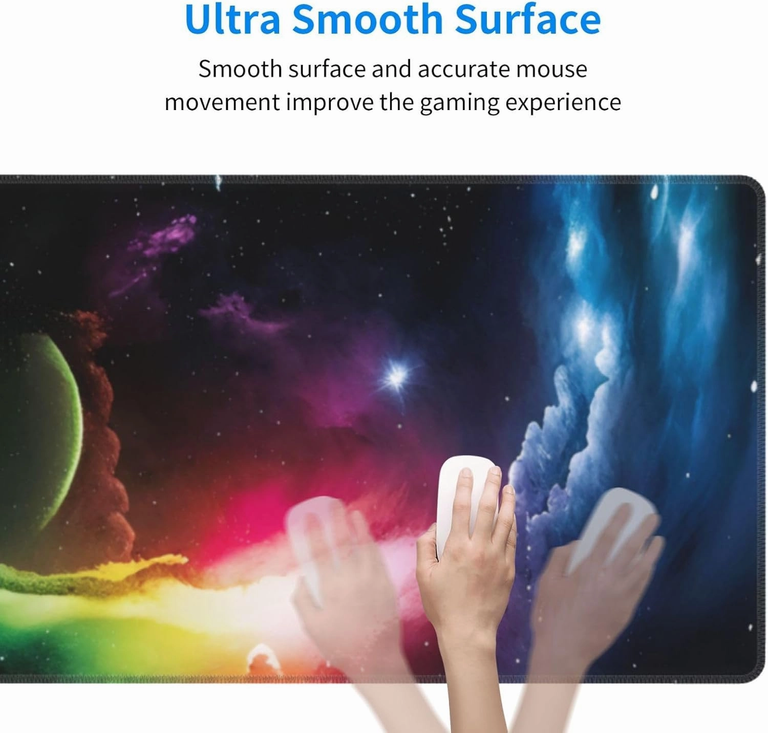 Gaming Mouse Pad,Large Non-Slip Rubber Base Mousepad,Keyboard Mouse Mat,Desk Pad with Stitched Edges,31.5x11.8inch,Nebulae
