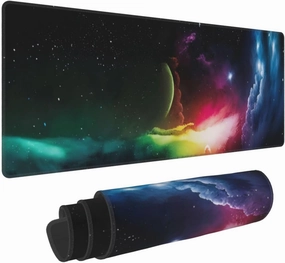 Gaming Mouse Pad,Large Non-Slip Rubber Base Mousepad,Keyboard Mouse Mat,Desk Pad with Stitched Edges,31.5x11.8inch,Nebulae