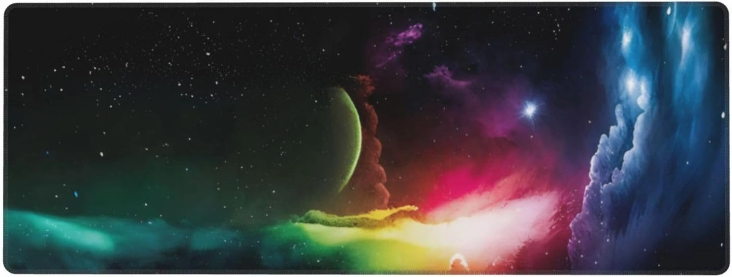 Gaming Mouse Pad,Large Non-Slip Rubber Base Mousepad,Keyboard Mouse Mat,Desk Pad with Stitched Edges,31.5x11.8inch,Nebulae
