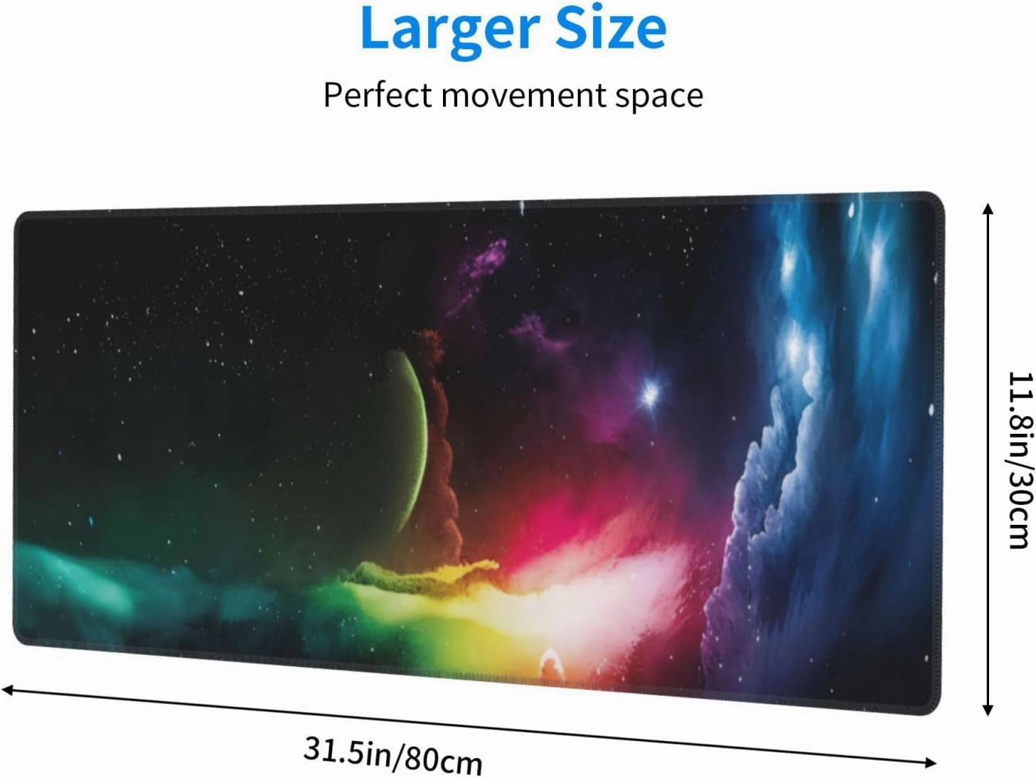 Gaming Mouse Pad,Large Non-Slip Rubber Base Mousepad,Keyboard Mouse Mat,Desk Pad with Stitched Edges,31.5x11.8inch,Nebulae