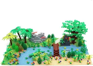 Garden Building Blocks Park Sencery Accessories Plant Set Building Bricks Kit DIY Building Set Compatible All Major Brands(with 2pcs 10"x10"Base Plates) (#10)